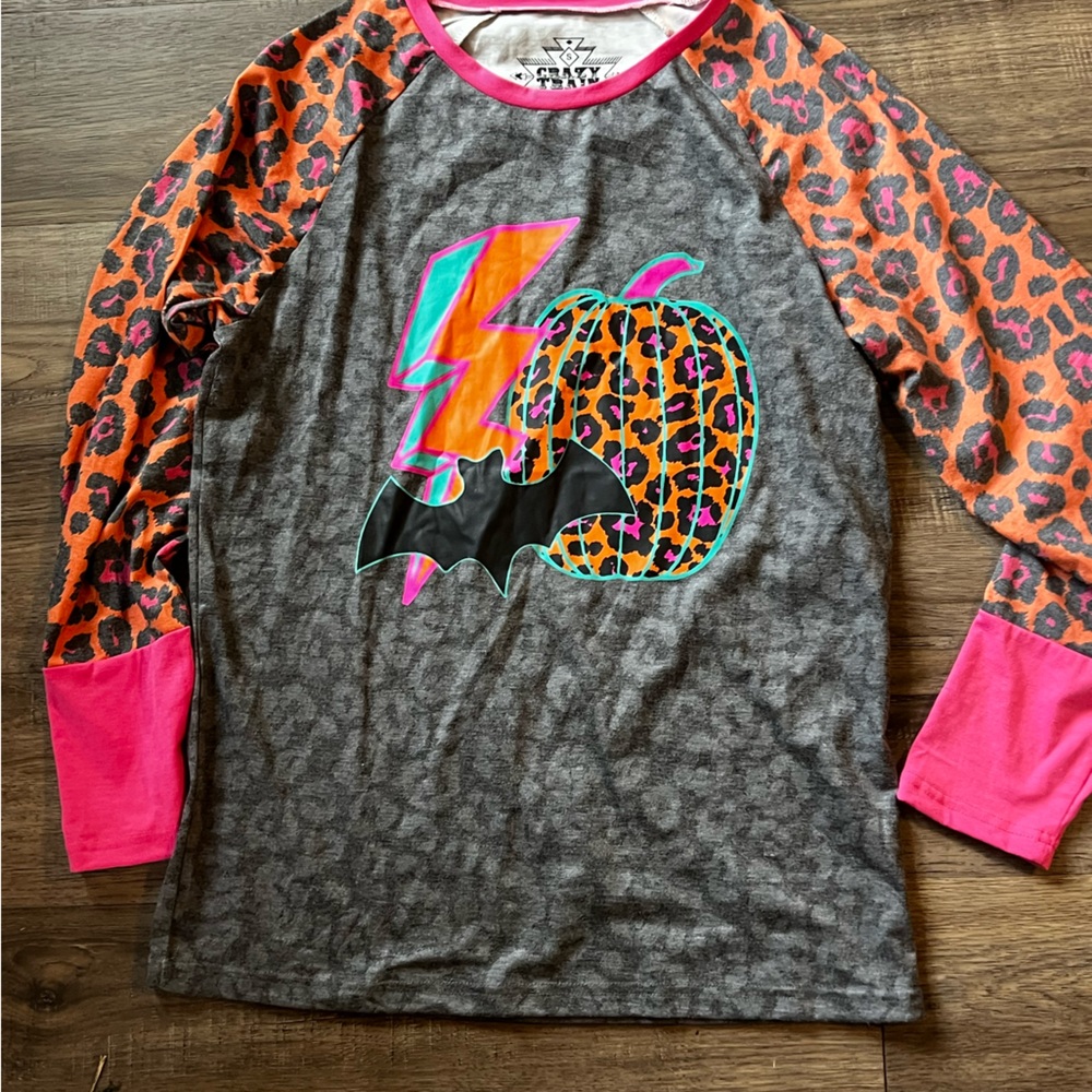 Crazy train Halloween Gray and Pink Graphic Top